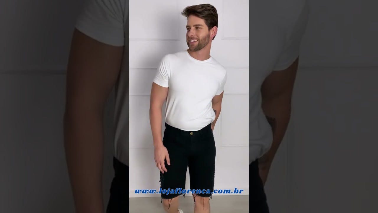Bermuda Jeans Masculina Rasgata Destroyed 100% Algod&atilde;o