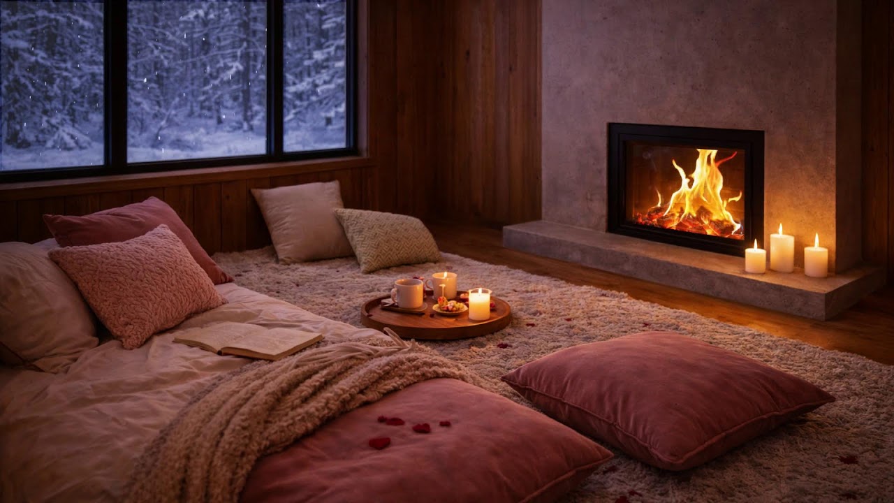 Late Night Snowy Cafe 'Dþ Fireplace Jazz to Unwind