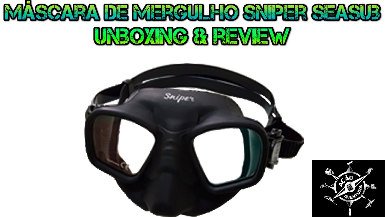 Máscara de Mergulho Sniper Seasub   Máscara para Pesca Sub   Unboxing & Review