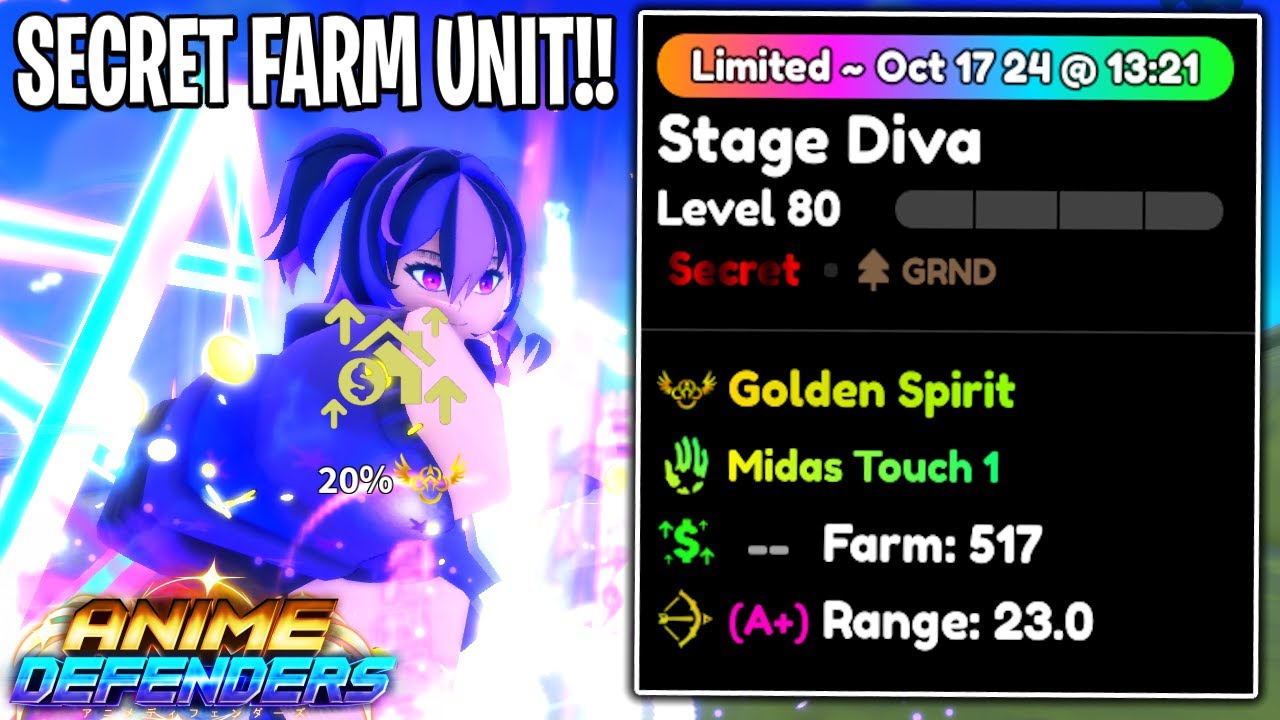 New BEST FARM Secret Stage DIVA Is INSANE In Anime Defenders Update 7!