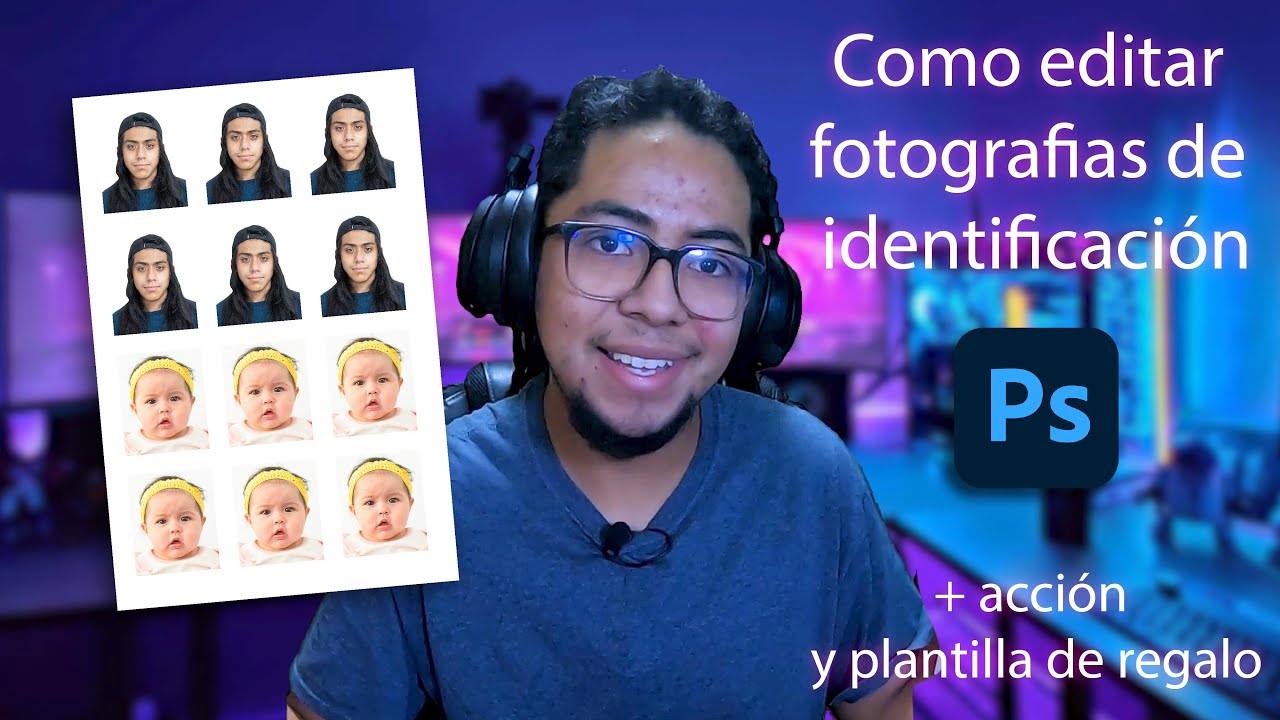 Como editar fotografías de identificación Pt2 + plantilla y acción de Photoshop