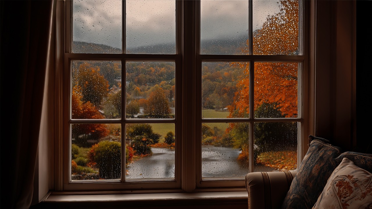 First Day Of Augtober Cozy Fall Rain🍂🌧️ Fall Rain Ambience For Reading, Sleeping, Studying, Etc.