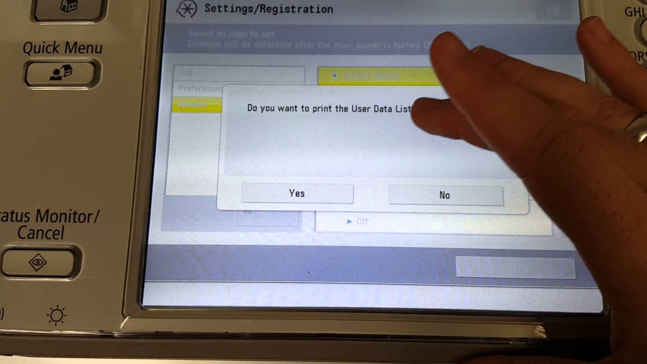 Canon imageRUNNER ADVANCE C5255 - How to Print a Configuration Page