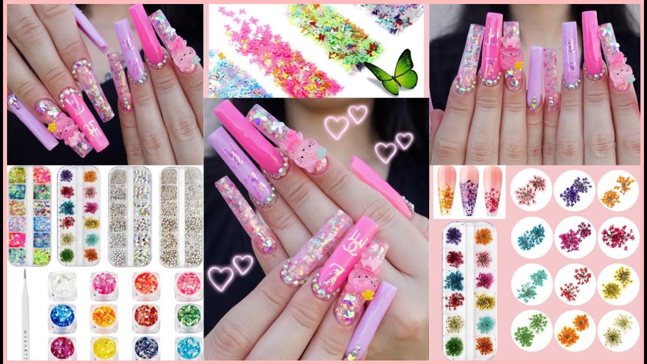 MAKARTT New Ocean Couture Nail Decoration Kit Review + Free Gift! I Hello Kitty Glitter Polygel Set