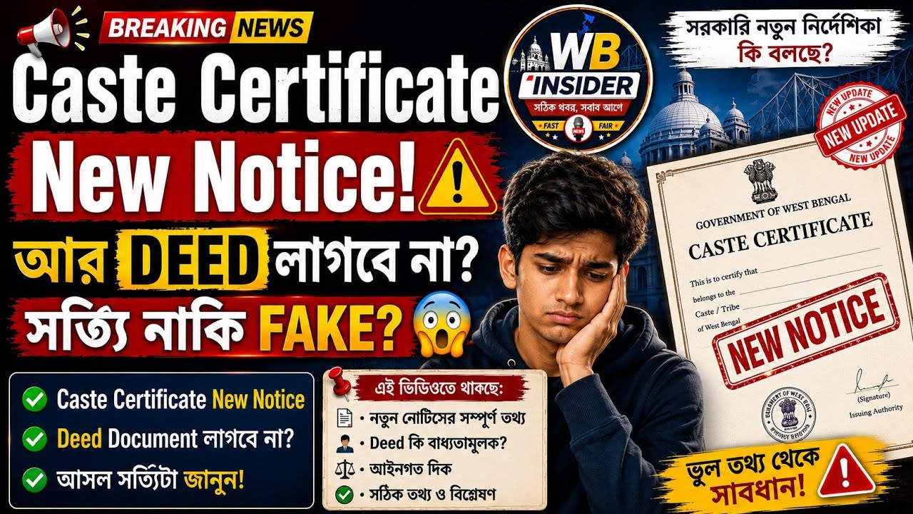 🔥 Caste Certificate New Notice | আর Deed লাগবে না? 😱 সত্যি নাকি Fake?