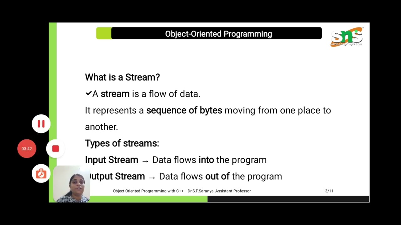 Streams in C++|C++ Programming Language|SNS INSTITUTIONS