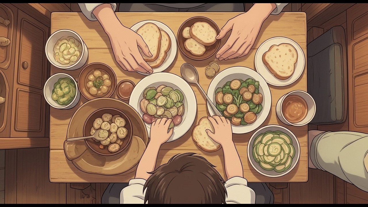 Living in a Mobile Home with Family During a Quiet Winter Day  Cozy Family Life  Ghibli Style Video