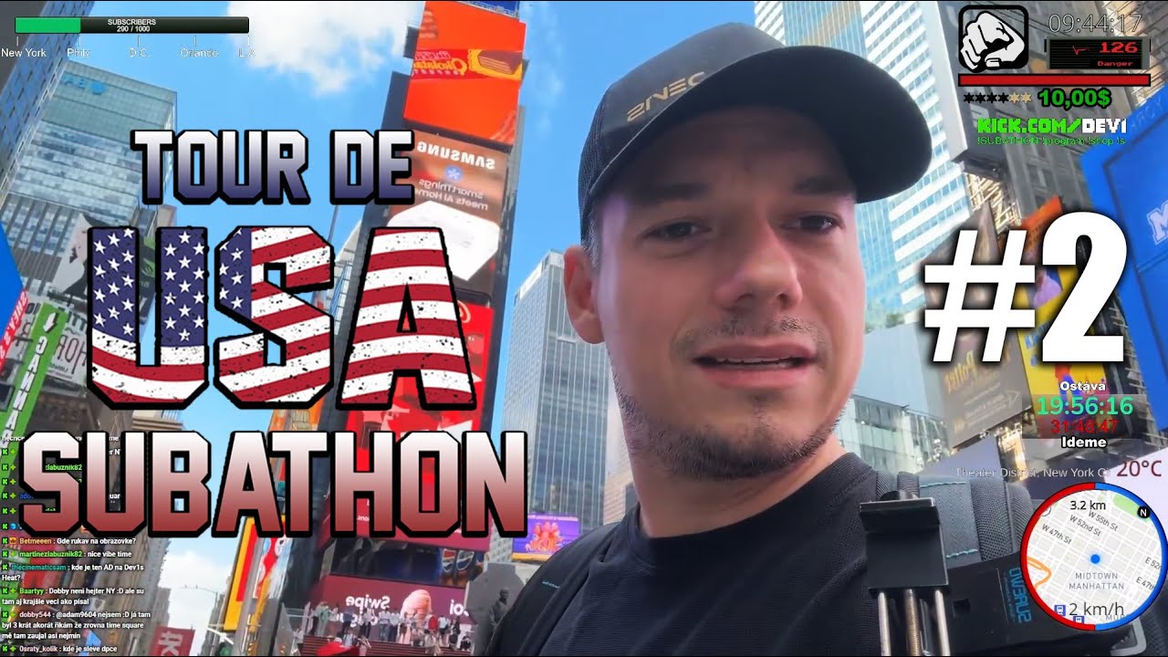 SUBATHON Tour De USA | #2 |  Dobyli sme Times Square🕤