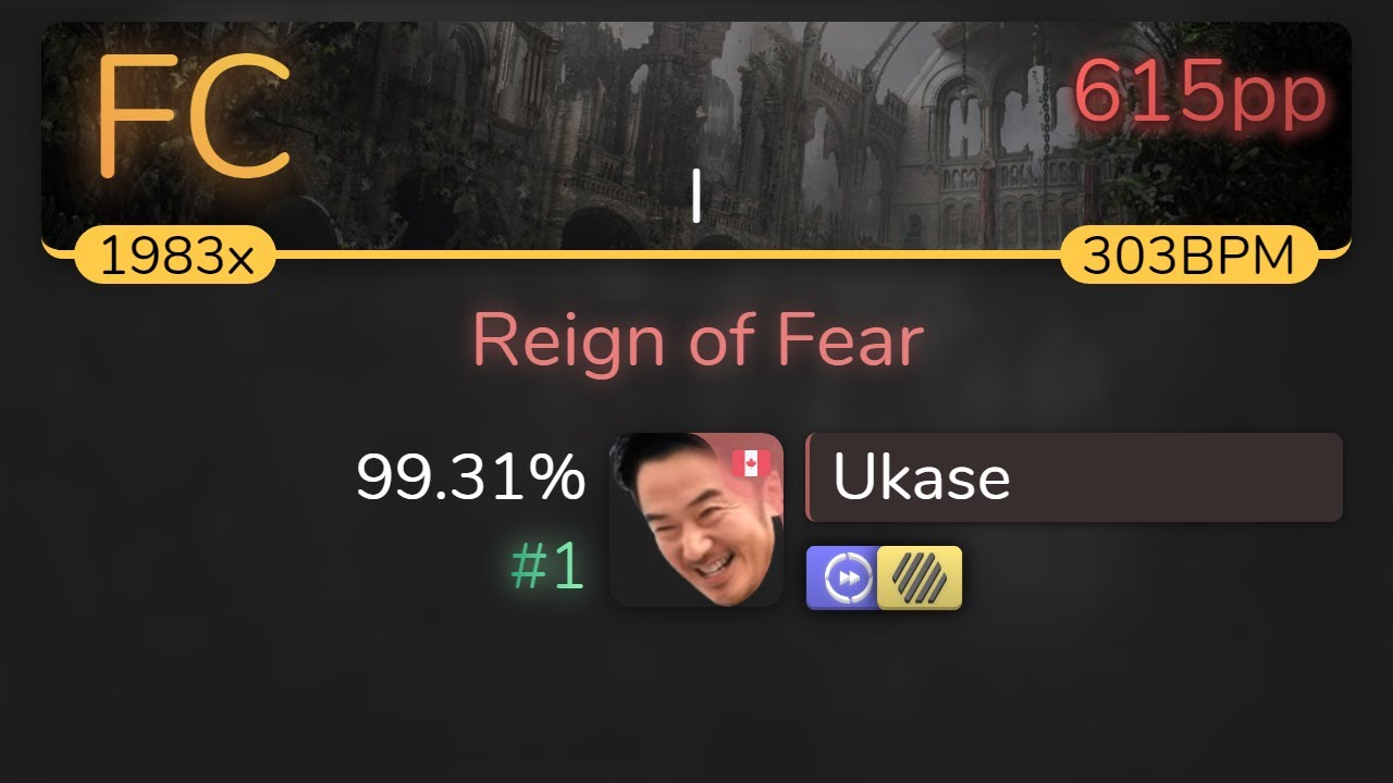 Ukase | Apocalyptica - Reign of Fear [I] +HDDT 99.31% {#1 615pp FC} - osu!