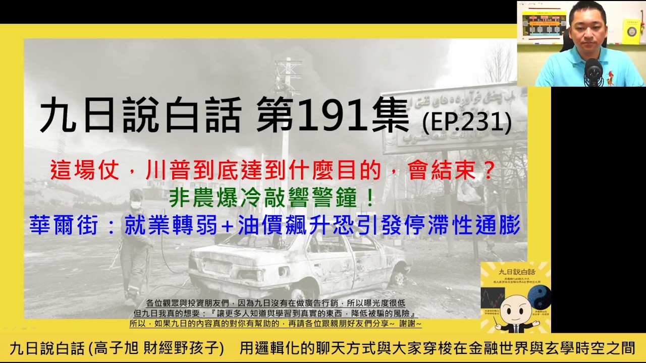 【九日說白話191 短片版-2026/03/12】這場仗，川普到底達到什麼目的，會結束？非農爆冷敲響警鐘！華爾街：就業轉弱+油價飆升恐引發停滯性通膨 #美股 #總經 #美債 #台幣 #油價 #黃金