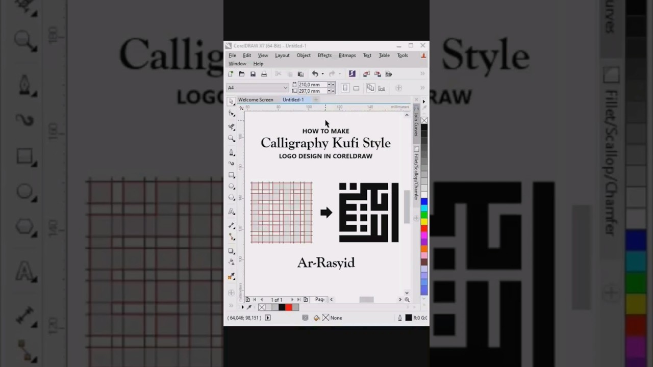 Make Calligraphy Kufi Style in CorelDraw #shorts #coreldraw #logodesign #calligraphy #kufi