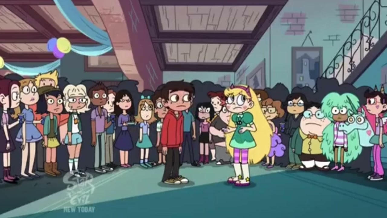 Star Vs. The Forces Of Evil but it's just that brown-haired girl with a blue bow on her head