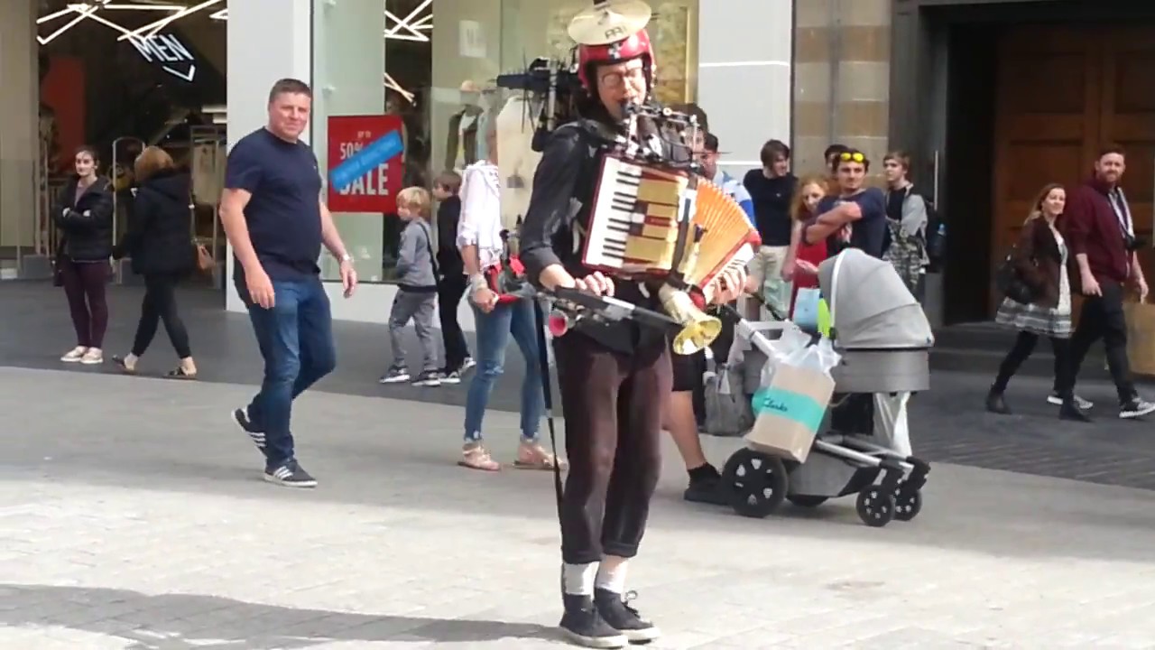 One man band in Church Street Liverpool Sunday 25 June 17
