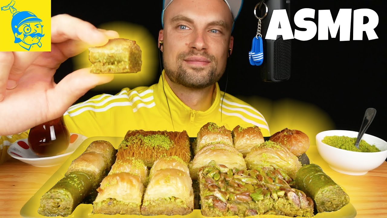 АСМР Я ем пахлаву 💛💙 (русские субтитры, мукбанг) - GFASMR
