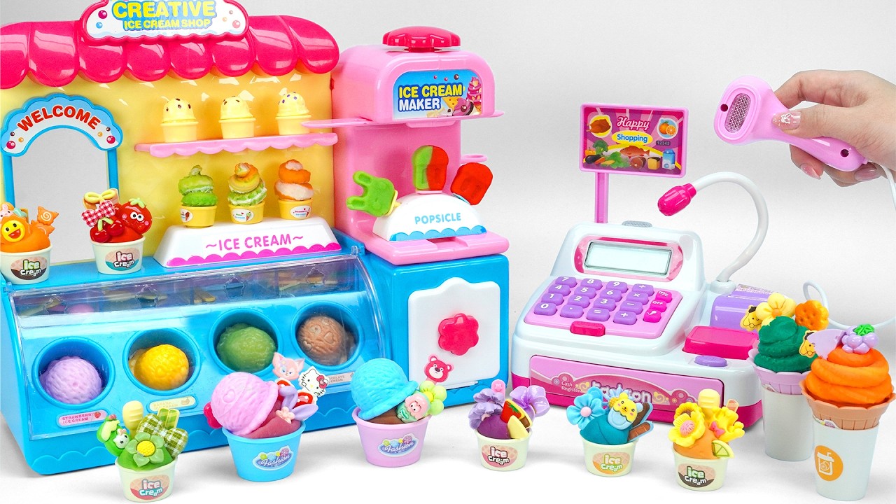 Ultimate Ice Cream Toy Playset, Satisfying Unboxing Play Doh Colors & Fruit Dessert
