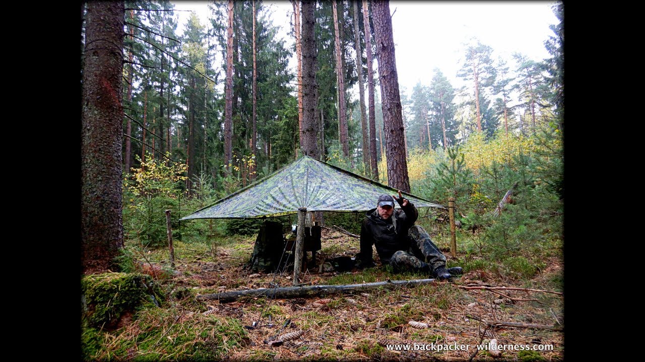 Bushcraft Tarp/Shelter für Schlechtwetter und Bushcraft/Survival Kaffee