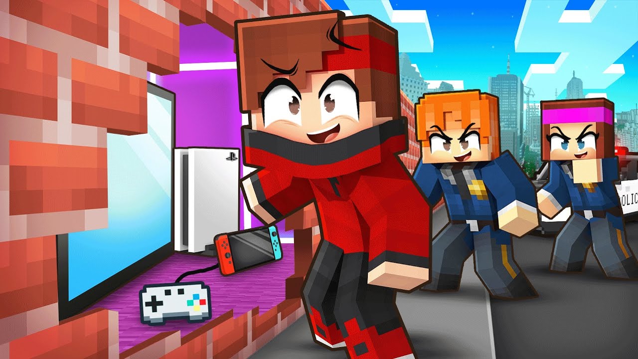 J'ai construit une salle GAMER secrète pour me cacher de la POLICE sur Minecraft !