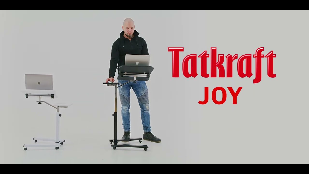 Tatkraft Joy Laptoptisch Hohenverstellbar mit Mausablage, Laptop Rolltisch, Stehtisch Mobil