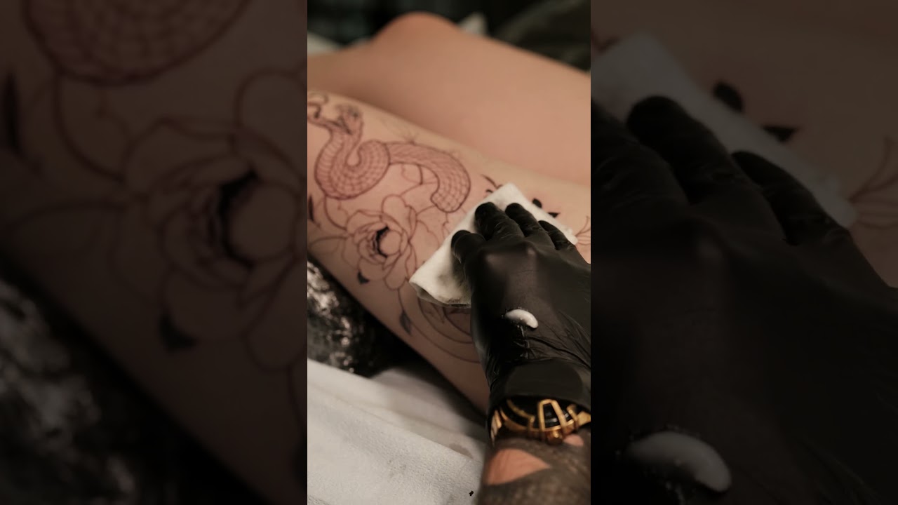 Snake and Flower Freehand Tattoo | Watch the Process! #inkedlife