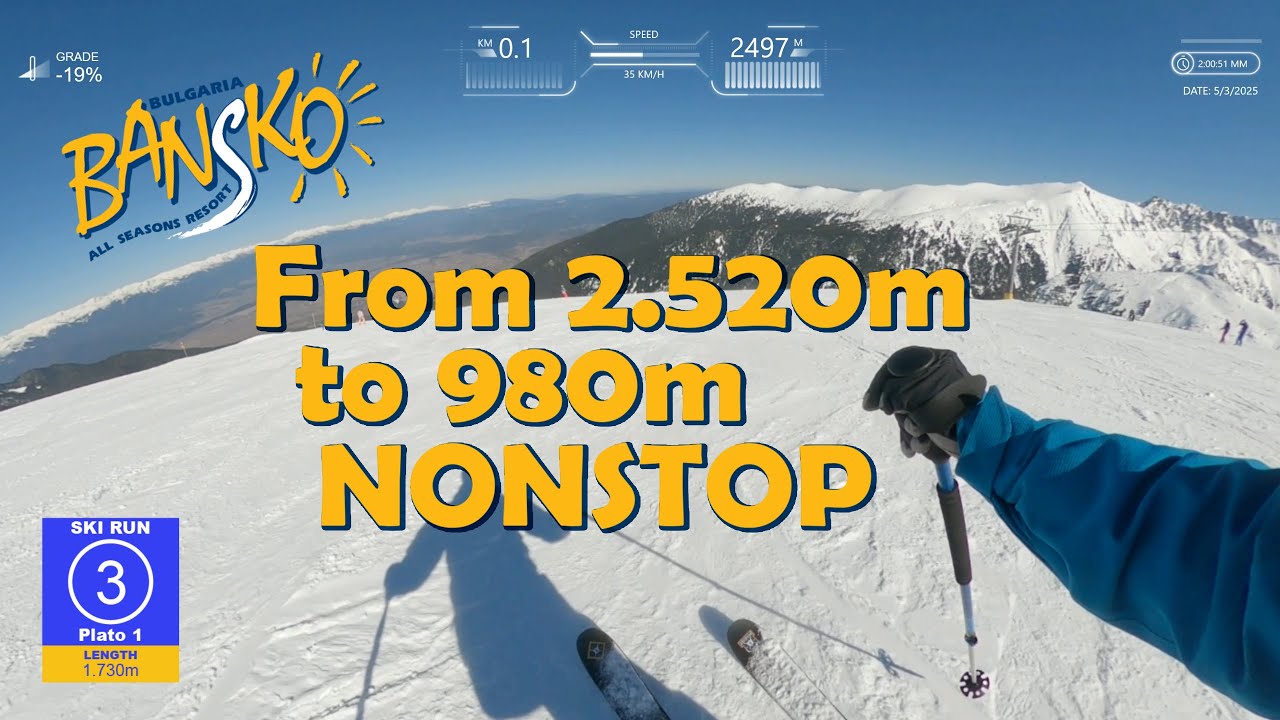 BANSKO - TOP TO BOTTOM - NON-STOP FROM 2.520m TO 980m (GPS Telemetry Data)