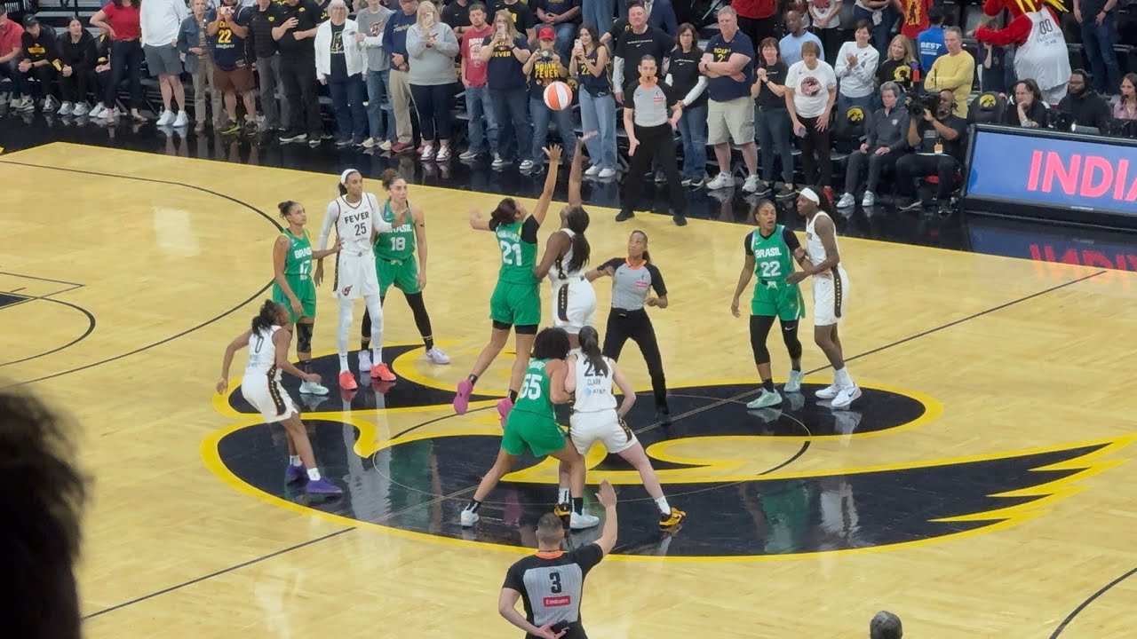 Indiana Fever vs Brazil National Team introductions and tip off