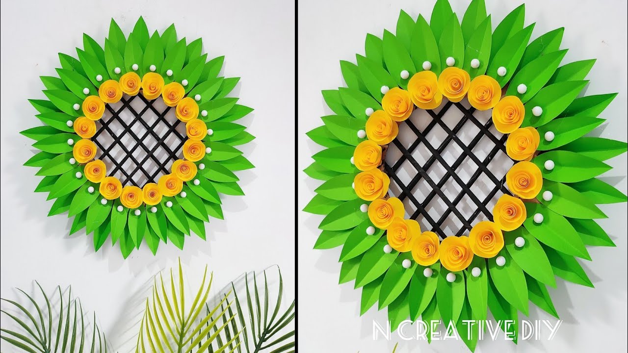 Easy rose paper flower wall hanging | Wall decor ideas | Paper craft for home decoration | Wall mate