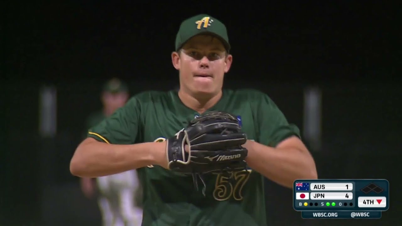 ワールドカップ 男子ソフトボール オーストラリアvs日本　平林金属　ジャック・ベスグローブ 松田　World Cup【Men's softball】 Australia vs Japan u18
