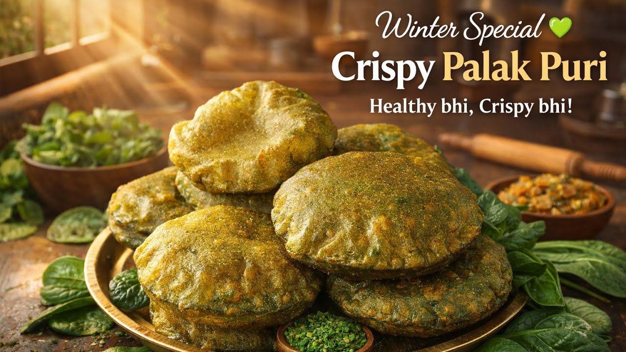 1 कटोरी पालक से बनाएं Crispy Palak Puri | Winter Special Nashta #trending #youtubevideo #indianfood 