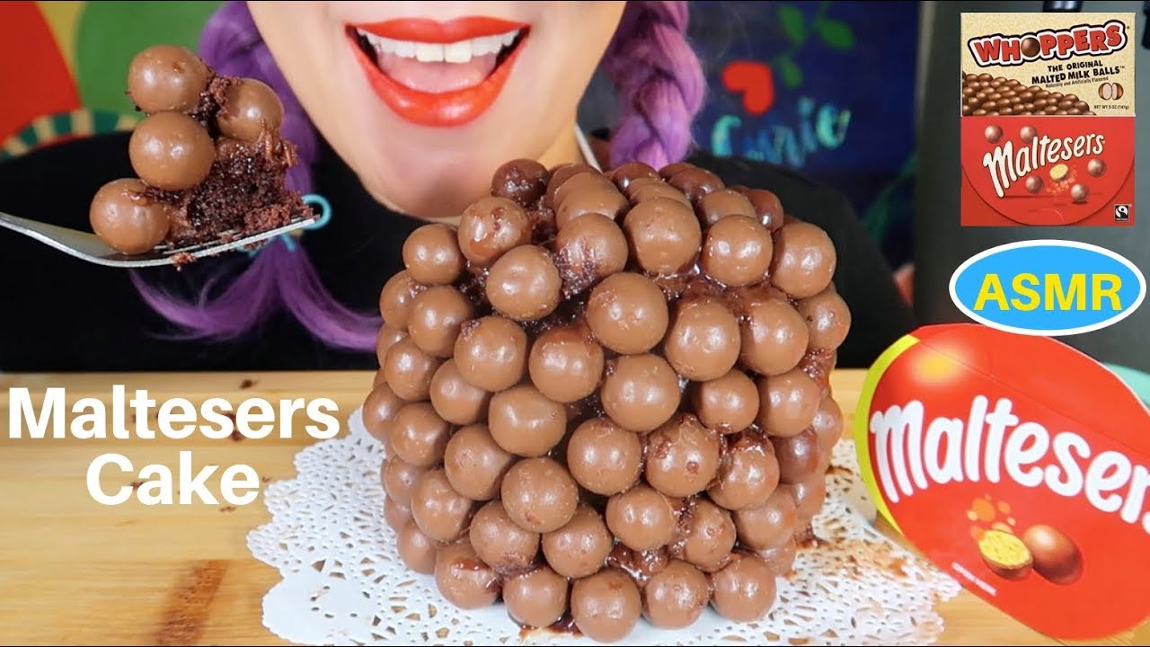 ASMR 몰티저 초코볼 케이크 리얼사운드 먹방| Maltesers Cake, Whopper Crunchy EATING SOUND|CURIE. ASMR