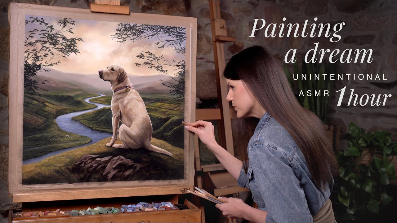 I painted a dream my client had of his dog before she passed away ❤️ 1 HOUR - ASMR