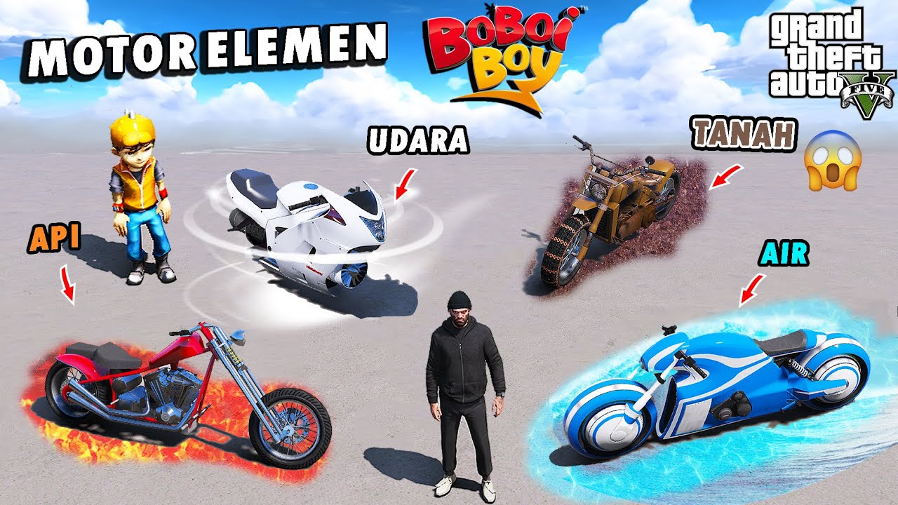 WOW !! Aku Berhasil Koleksi SEMUA MOTOR ELEMEN Boboiboy di GTA 5