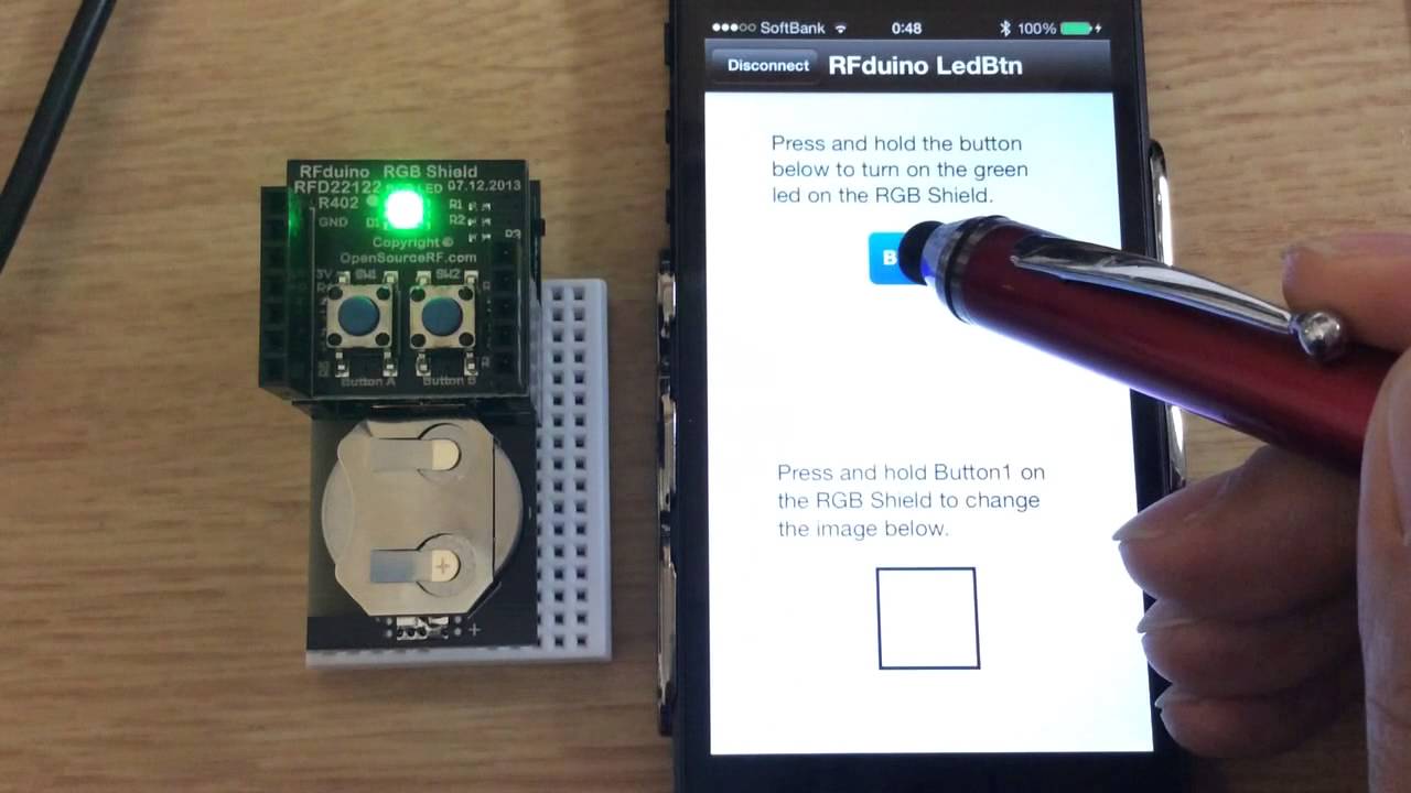 RFduino RGB button Shield Test