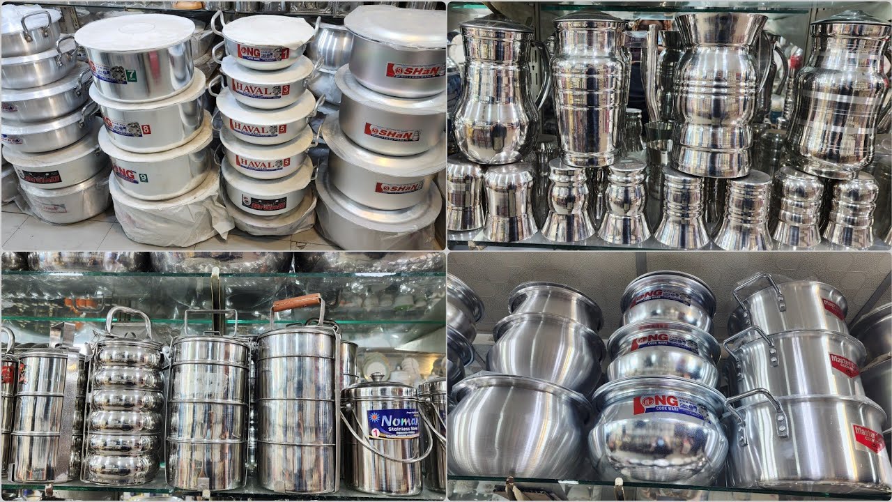 Silver Steel Bartan Wholesale Market Pakistan/Stainless Steel Cookware Set Gujranwala/Steel K Bartan