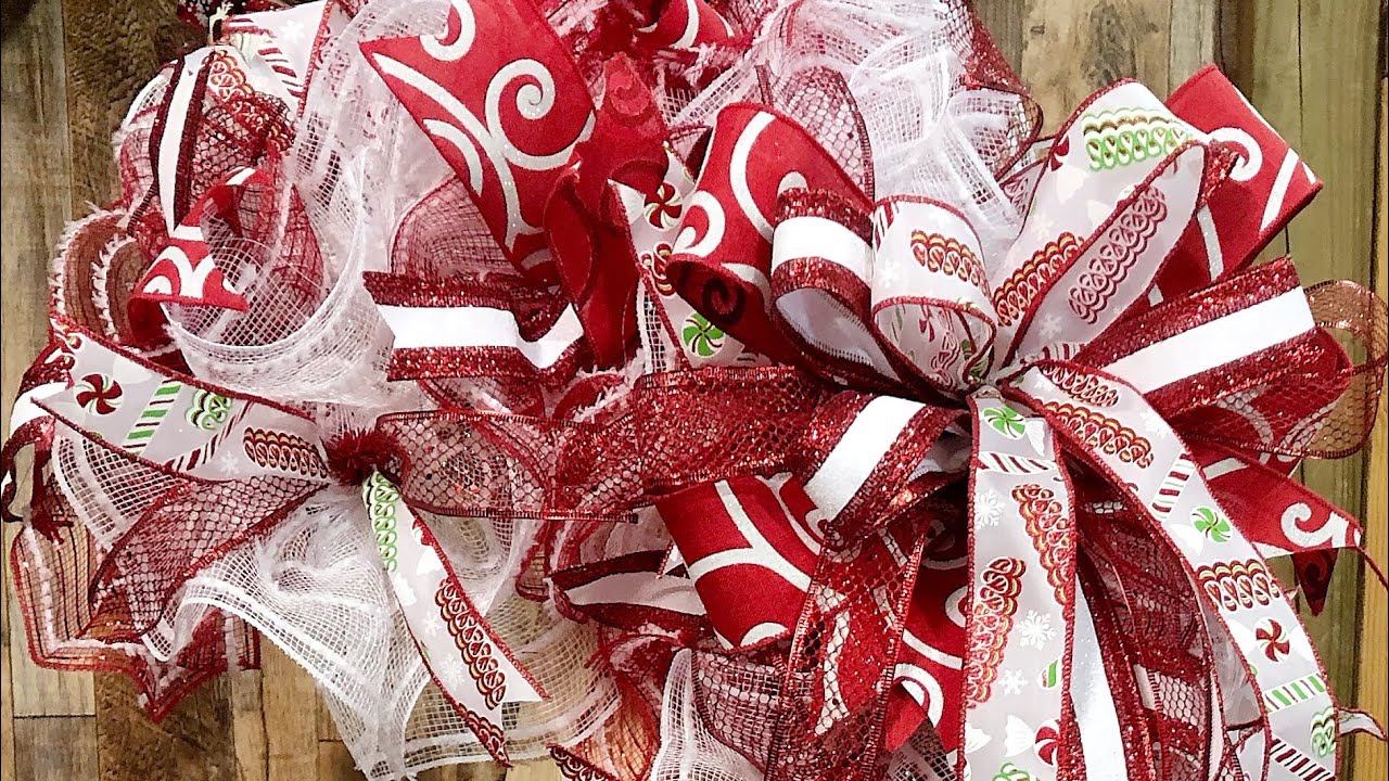 How to make a 10in ruffle candy cane wreath