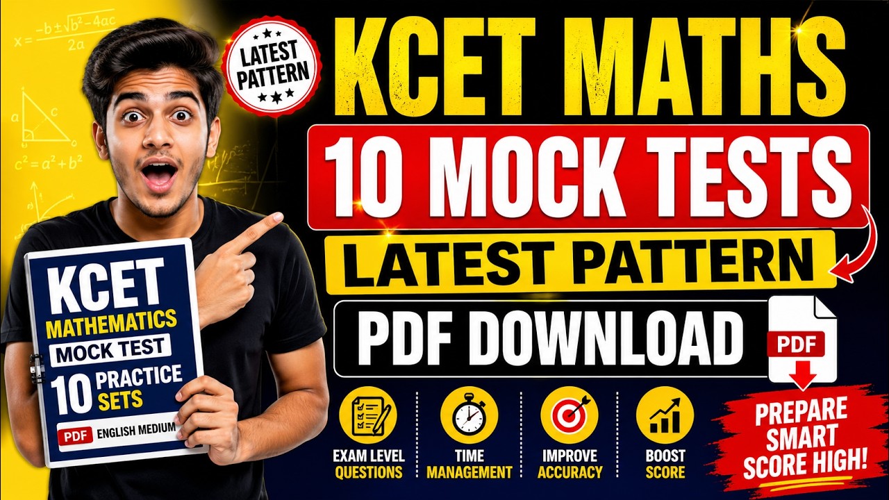 KCET Mathematics Mock Test eBook PDF 2026 | 10 Practice Sets Download English Medium