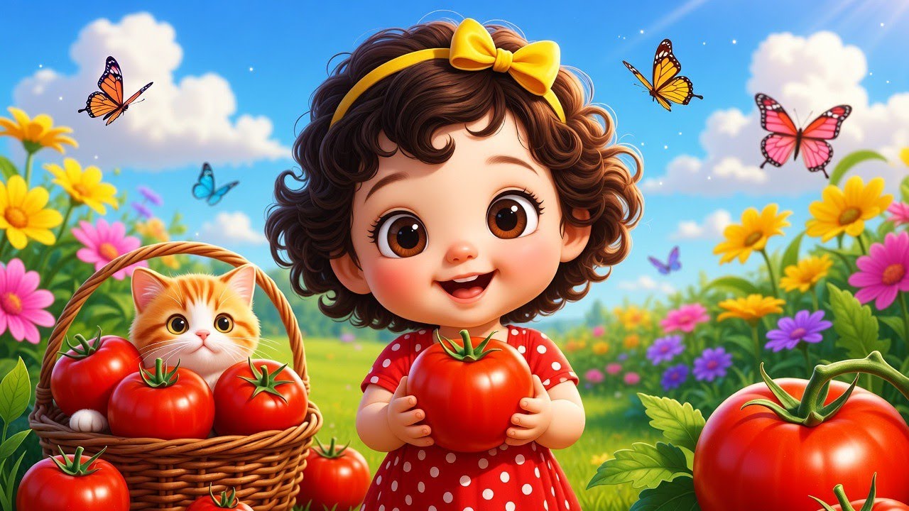 आह टमाटर बड़े मज़ेदार 🍅 |Kids Nursery Rhyme | Fun Tomato Song। #nurseryrhyme #cartoon #kids#learning