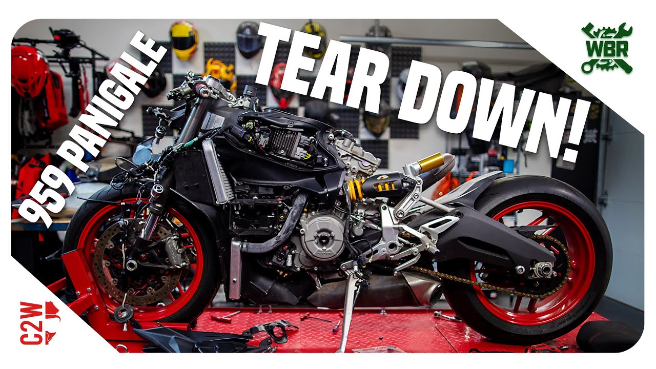 TEARING DOWN our 959 Panigale!!  [Wrecked Bike Rebuild - Ep 03 - 2016 Ducati 959 Panigale]