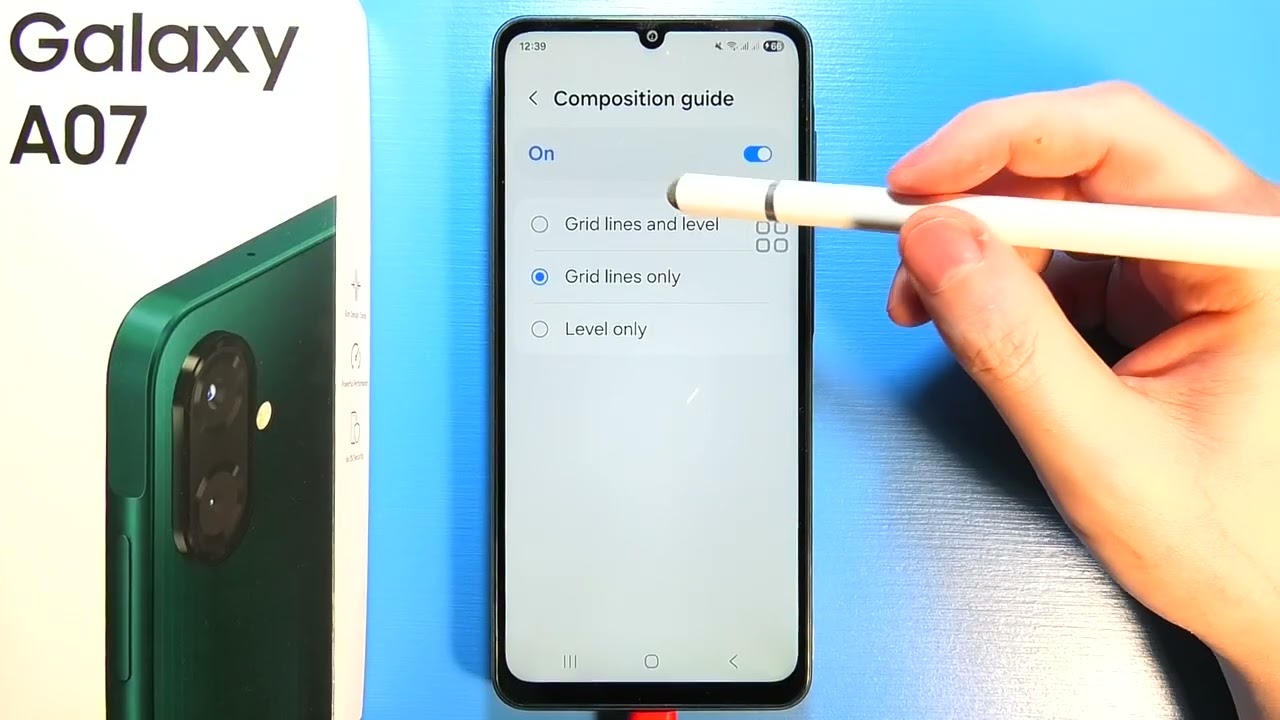 Samsung Galaxy A07: Как включить/выключить сетку на экране камеры