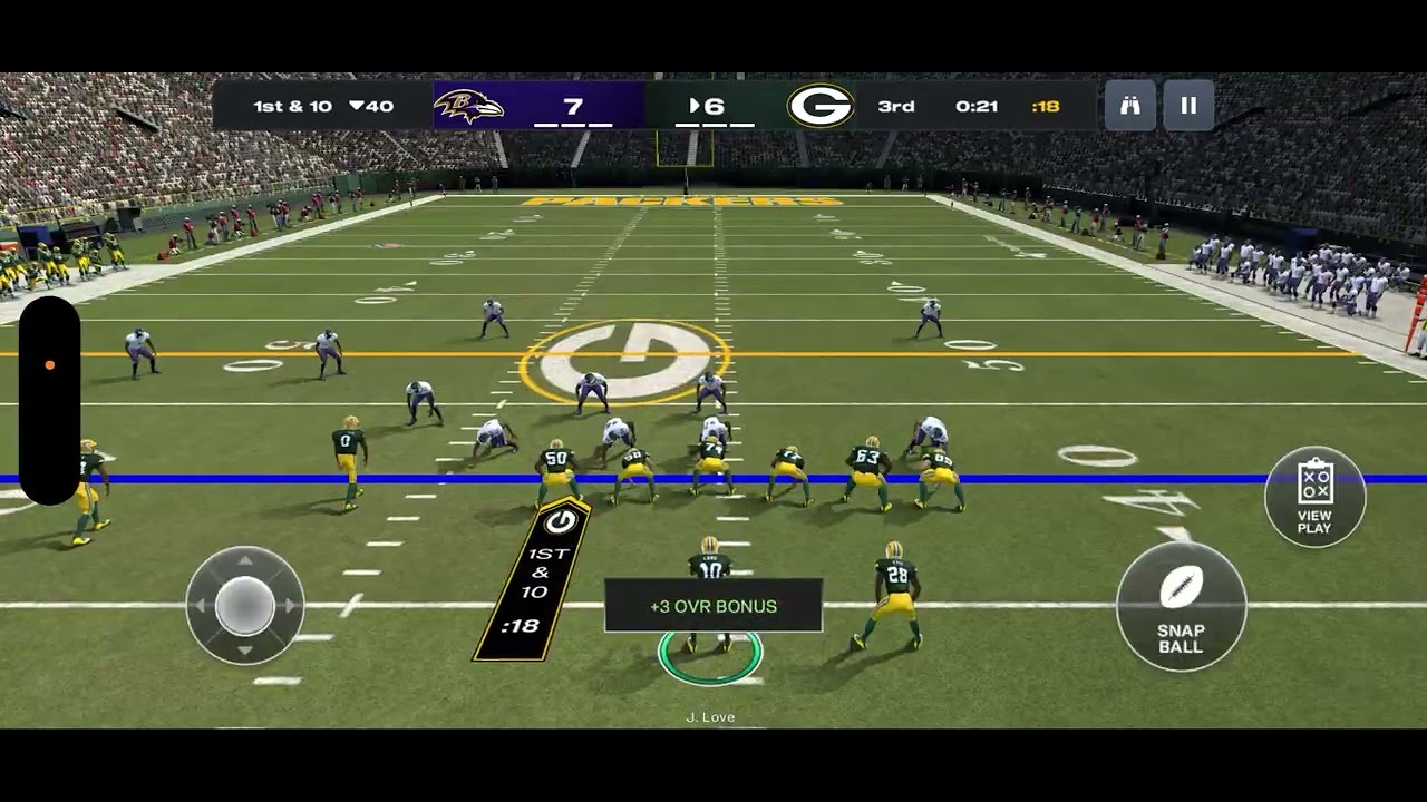 ravens vs packers in madden nfl 26 mobile on Thursday march 19 of 2026 