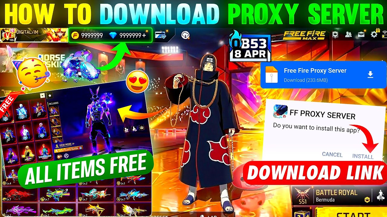 HOW TO DOWNLOAD PROXY SERVER IN FREE FIRE, HOW TO USE PROXY SERVER IN FREE FIRE, VIP PROXY SERVER