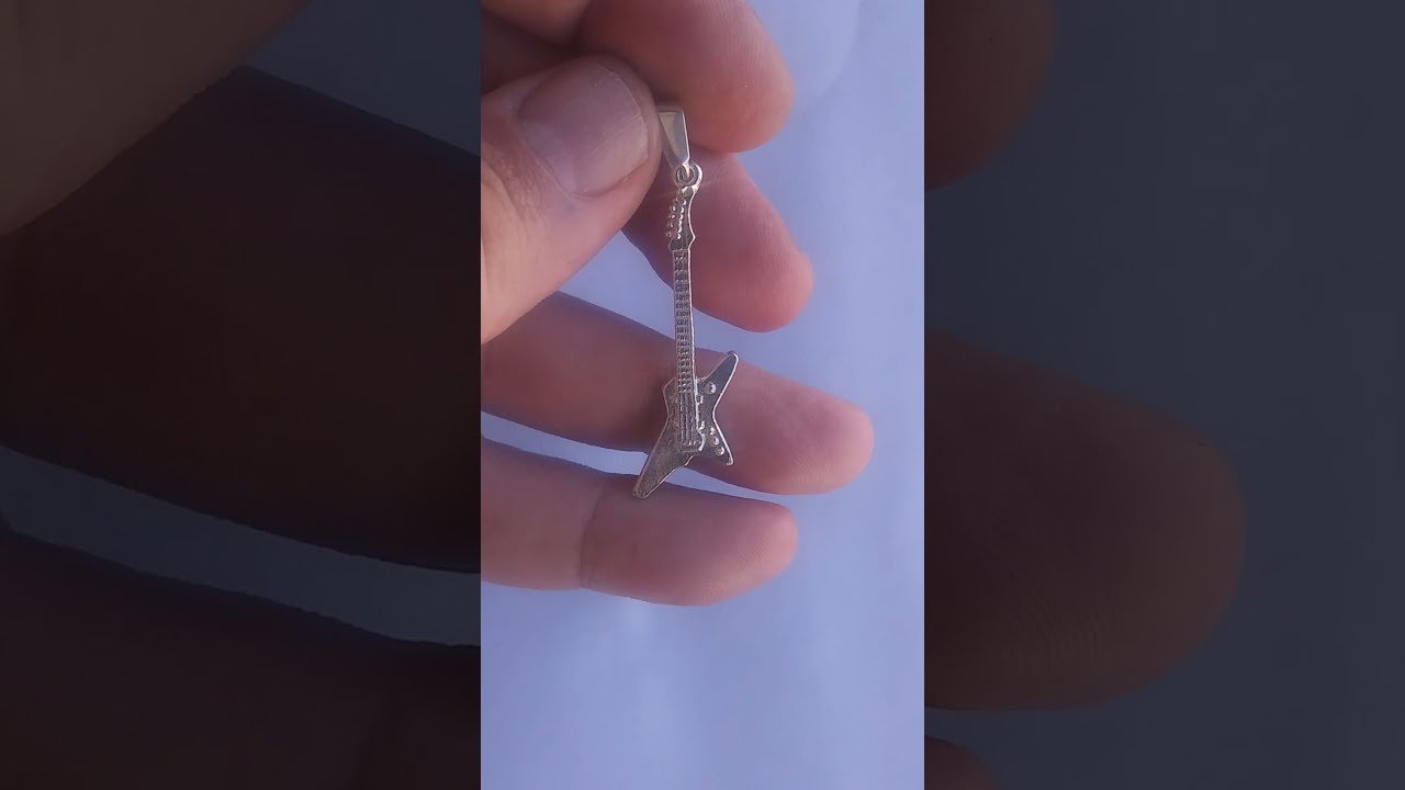 Silver Guitar, Jewelry Gift Ideas, Sterling Silver Electric Rock Guitar Necklace Pendant