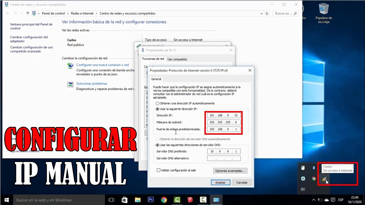 Tengo Internet pero no me puedo Conectar a WIFI | Configurar IP FIJA o DINÁMICA en Windows 10 |