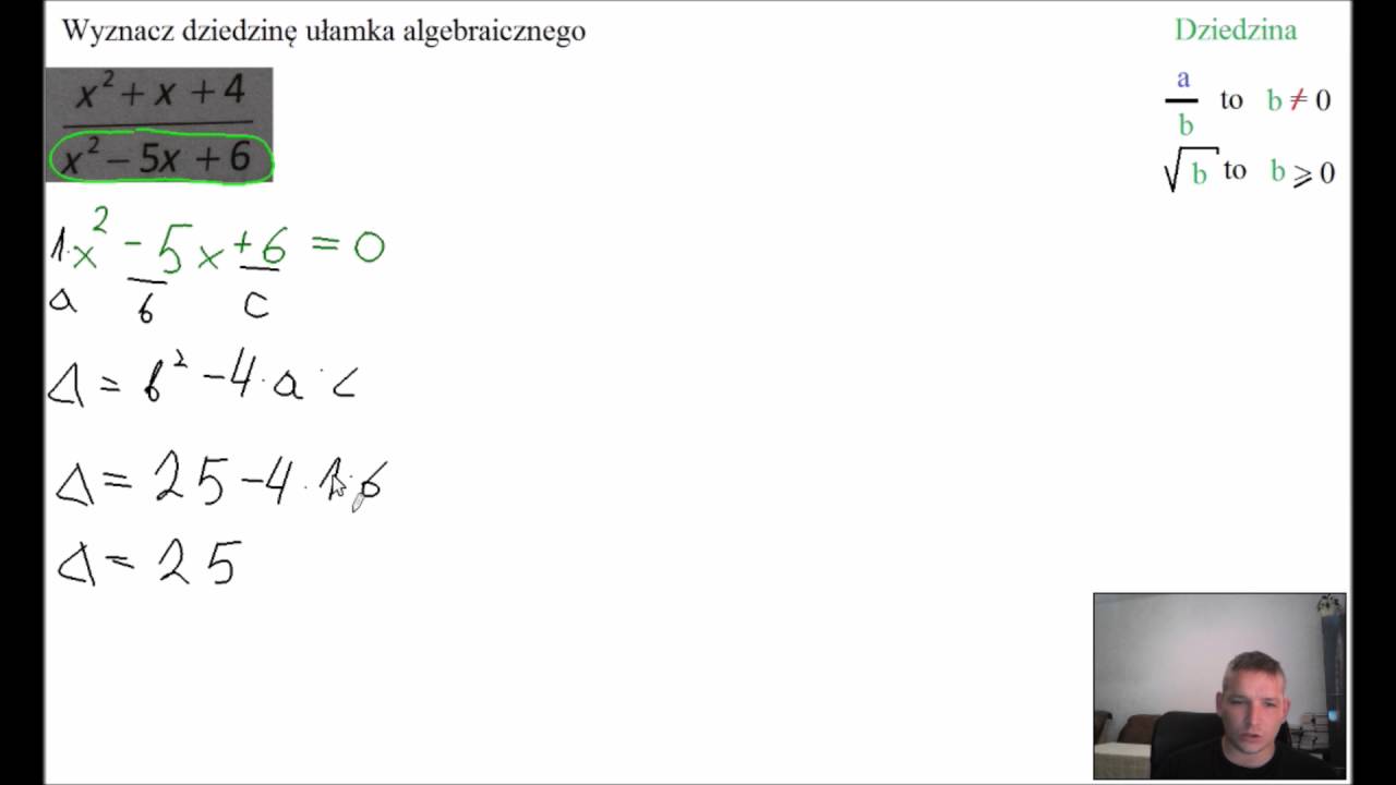 Wyznacz dziedzinę ułamka algebraicznego (1)