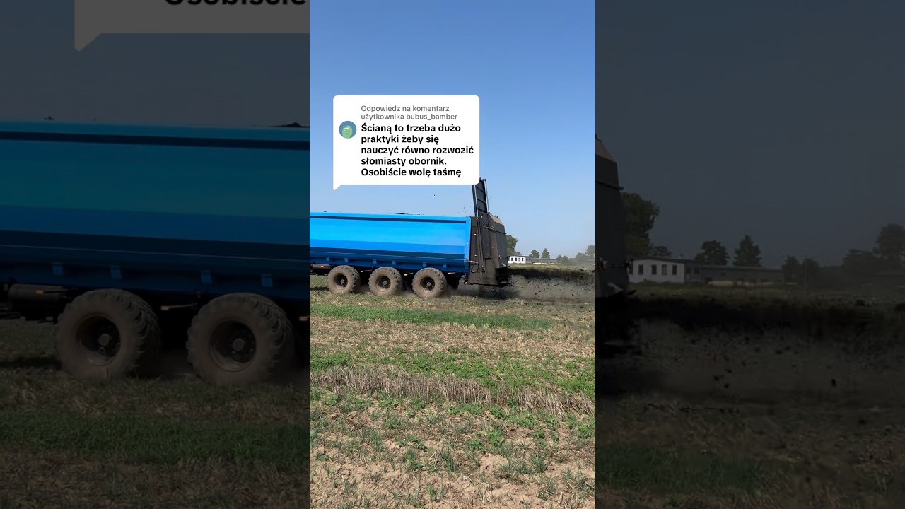 Rozrzucanie osadu przyczepą ze ścianą przesuwną. Adapter do obornika. Wieczorek Maschinenbau 50 m3