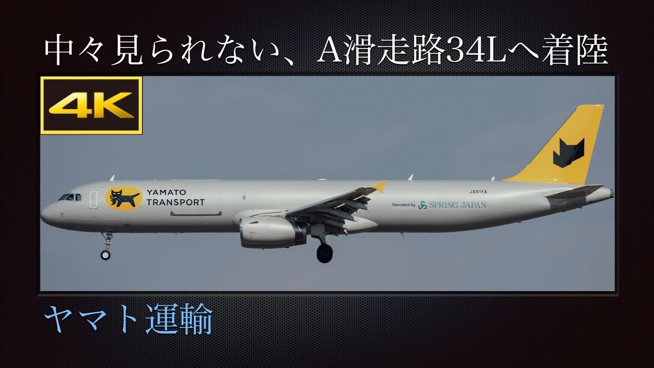 4K 空飛ぶクロネコ : 中々見られない、冬の成田国際空港A滑走路34Lに着陸する  ヤマト運輸(Yamato Transport)  Airbus A321-231(P2F)  JA81YA