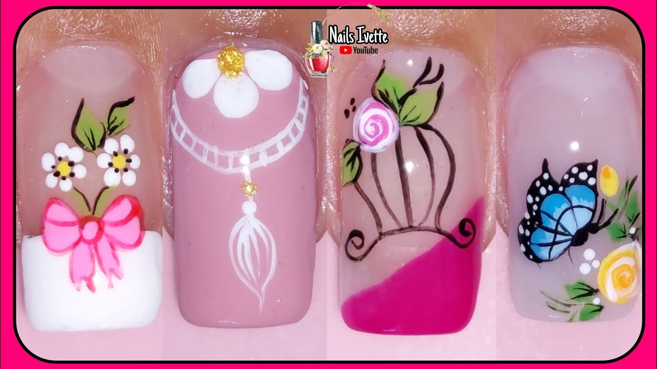 4 modelos de decoración de uñas/diseños de uñas variados y bonitos/tutoriales de decoración de uñas