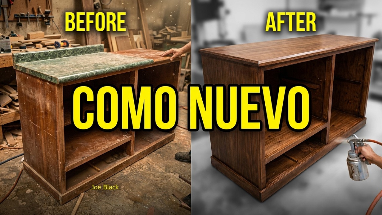 Restaurando un Mueble Viejo. Tinta Alcohol Nogal+Sellador 48% Sólidos+Retoque+Semi mate 743.