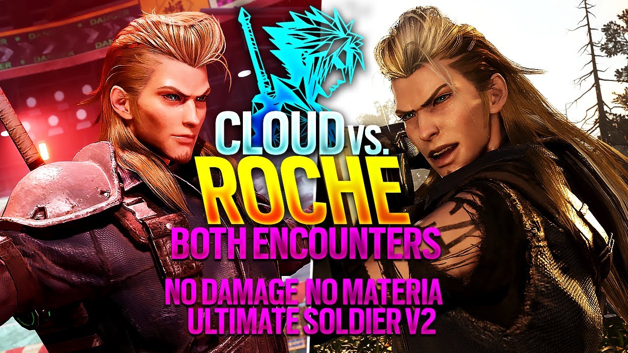 FF7 Rebirth -  Roche, Both Encounters - Cloud Ultimate Soldier V2 (No damage, No materia, Hard mode)