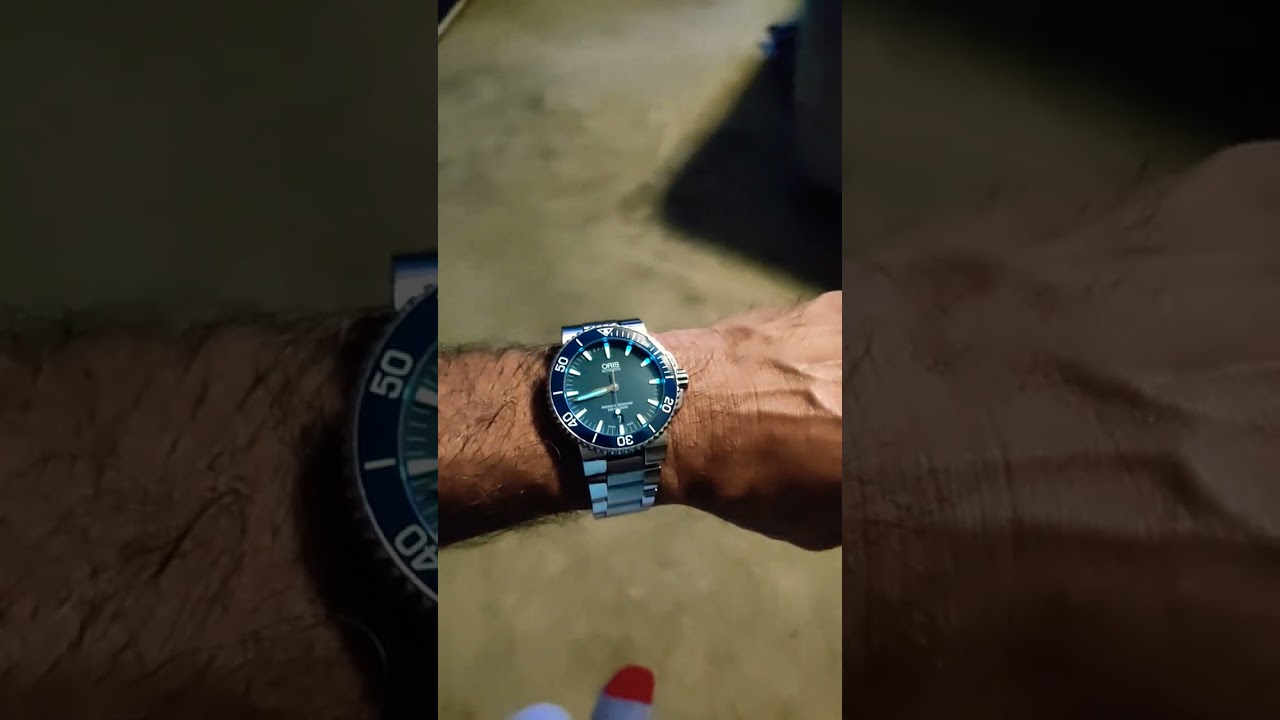 Oris Aquis blue dial on bracelet