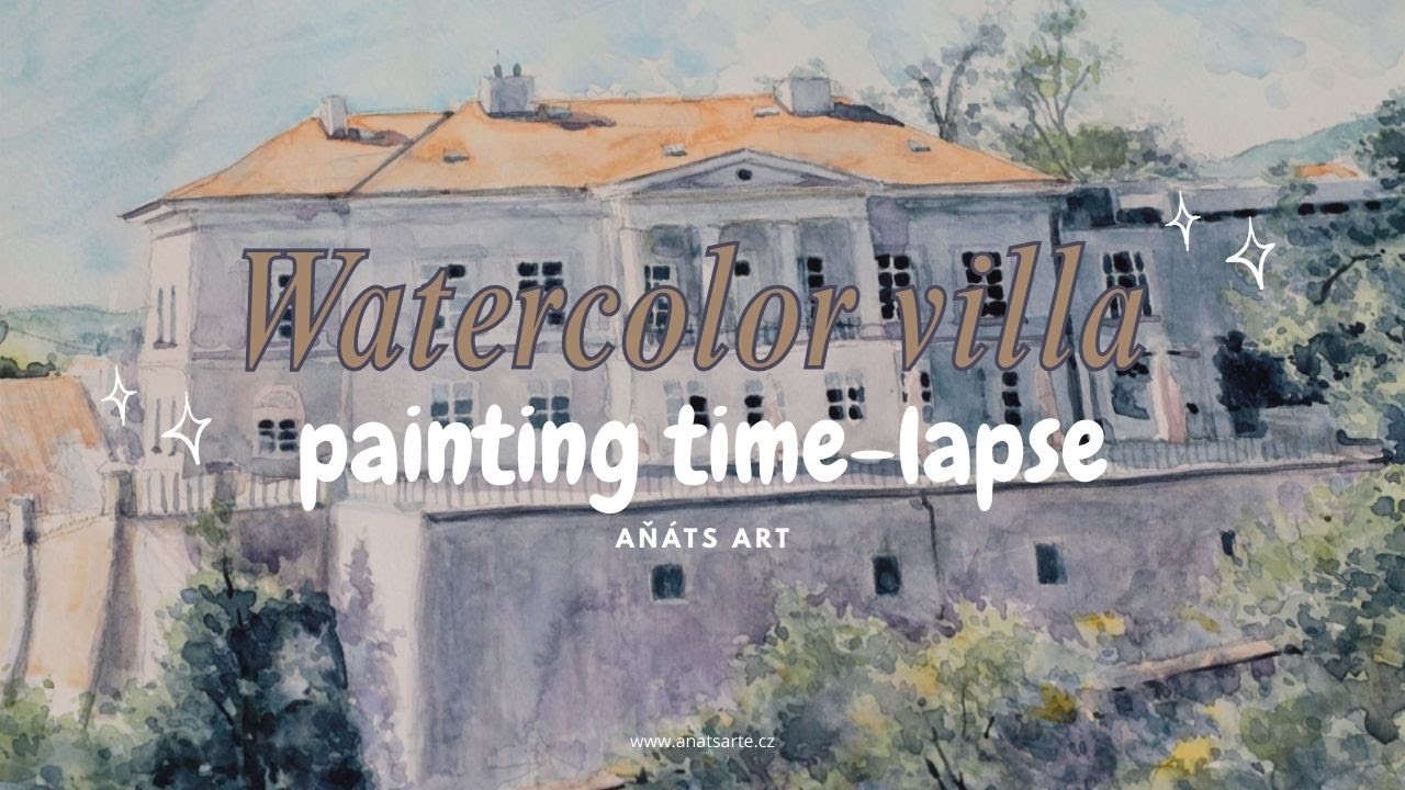 Watercolor villa - painting time-lapse by Anatsarte